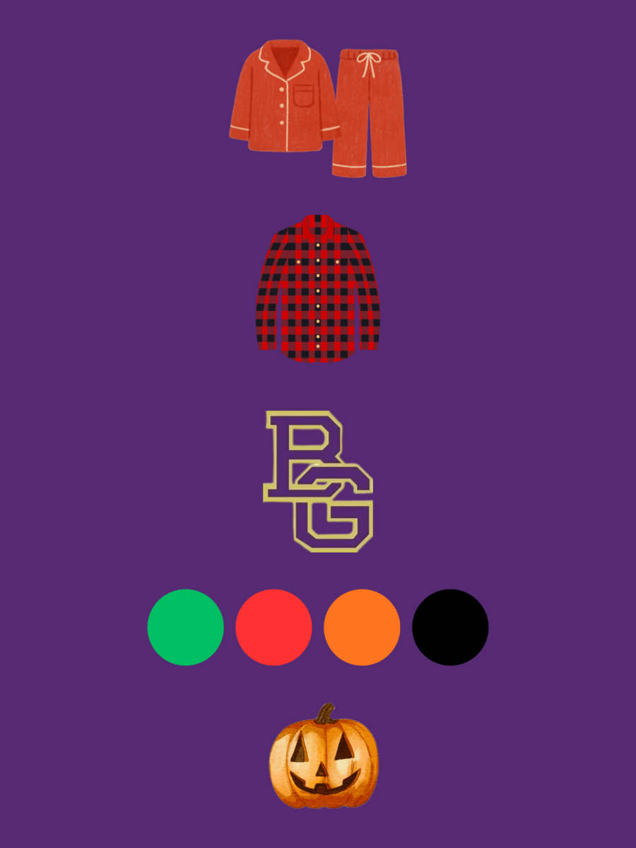 Monday: Pajama Day

Tuesday: “Fall Fits” (sweaters, flannel, etc…) 

Wednesday: Purple Day

Thursday: Color Wars (Freshman wear green, sophomores wear red, juniors wear orange, and seniors wear black)

Friday: Halloween costume day!